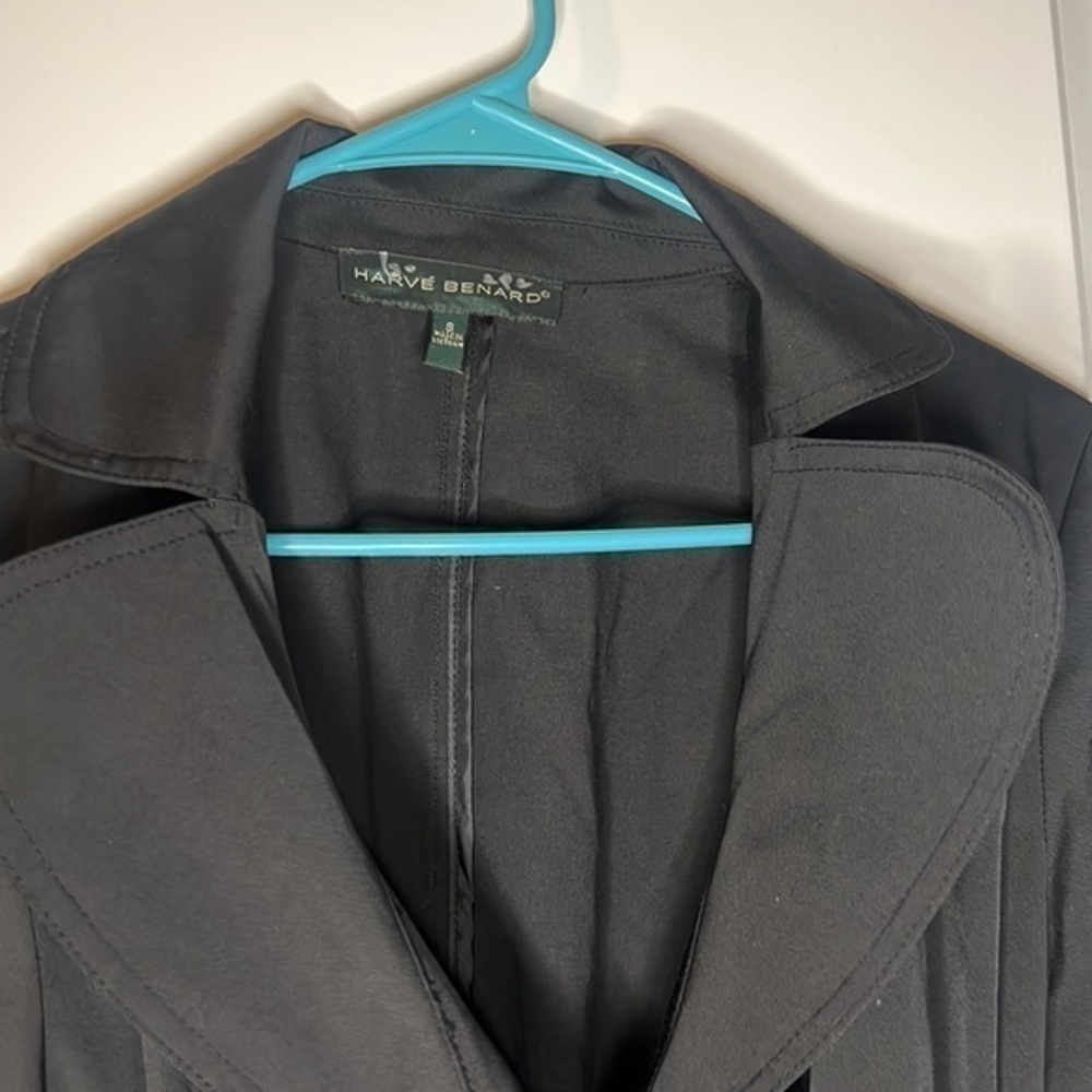 - Harve Benard black‎ pea coat with tie and pockets - Picture 3 of 4